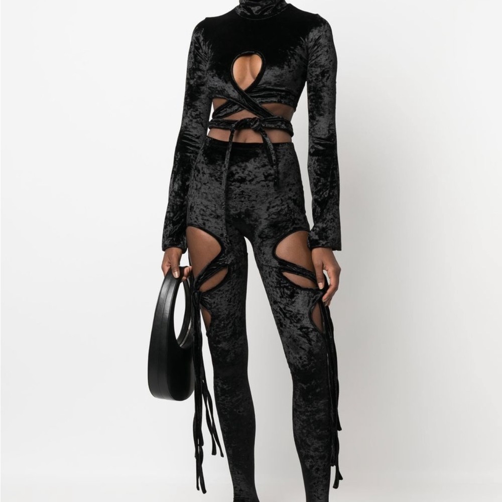 OTTOLINGER BLACK VELVET CUT OUT LEGGINGS (see top for matching set)